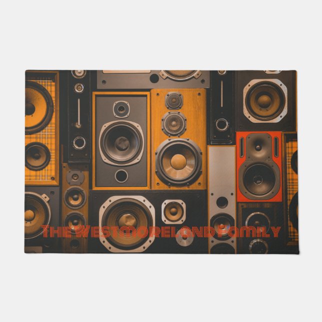 Retro Stereo Speakers Doormat (Front)