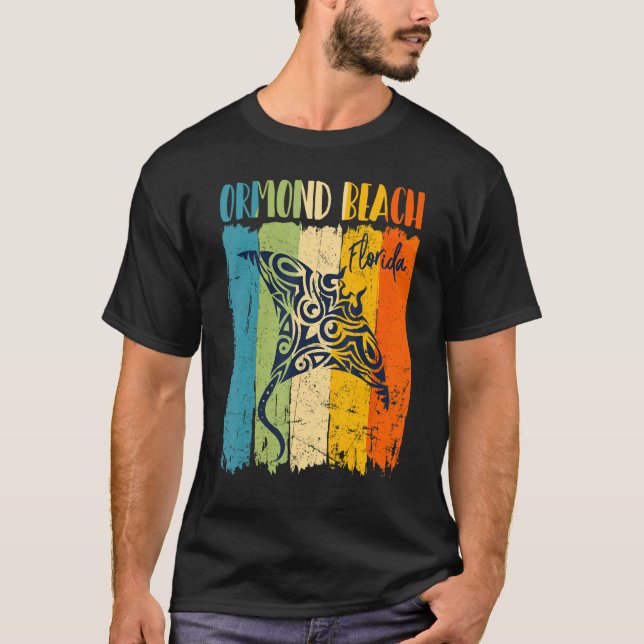 Retro Stingray Ormond Beach Florida Theme Friends  T-Shirt (Front)