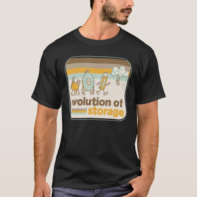 Retro Storage Evolution Disc USB Stick Cloud Geeky T-Shirt (Front)
