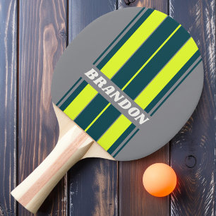 Retro Storm Cloud Grove Board Stripes with Name Ping Pong Paddle