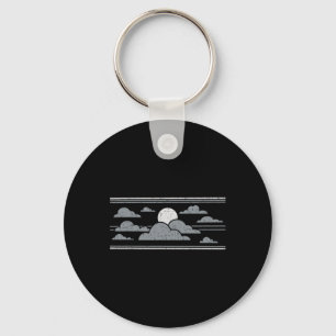 Retro Stormy Halloween Moon Key Ring