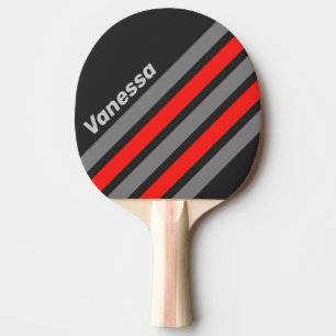 Retro Stormy Sky Angled Striping with Name Ping Pong Paddle