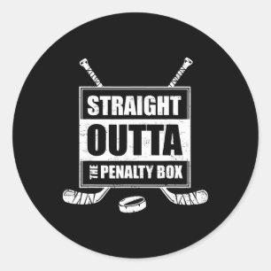 Retro Straight Outta The Penalty Box Funny Hockey Classic Round Sticker