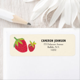 Retro Strawberries Original Art Fun Return Address Label