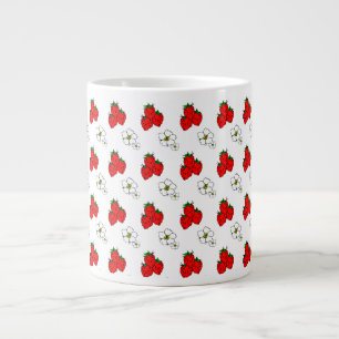 Retro Strawberry and Flowers Pattern Jumbo Mug