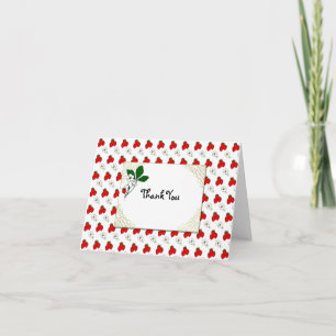 Retro Strawberry and Flowers Thank You Card