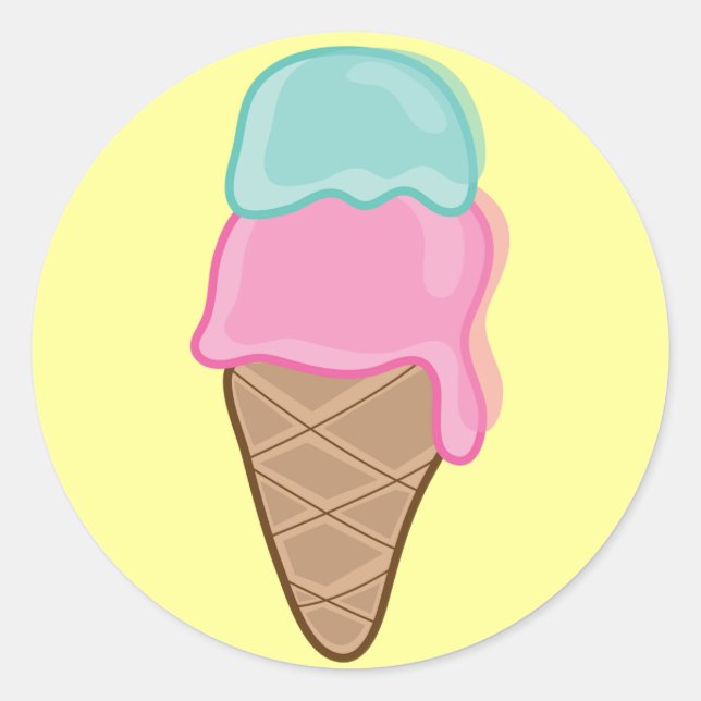 Retro Strawberry and Mint Ice-Cream Gift / Favours Classic Round Sticker (Front)