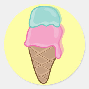 Retro Strawberry and Mint Ice-Cream Gift / Favours Classic Round Sticker