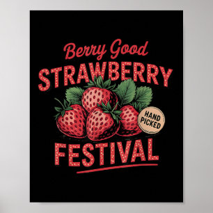 Retro Strawberry Festival A Berry Good Time Summer Poster