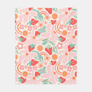 Retro strawberry  fleece blanket