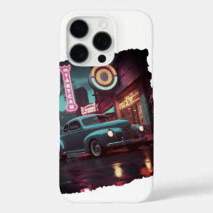 Retro Street Scene Art 1940s Classic Car iPhone 16 Pro Case