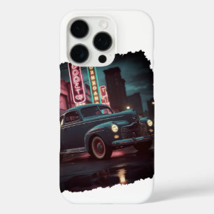 Retro Street Scene Art 1940s Classic Car iPhone 16 Pro Case