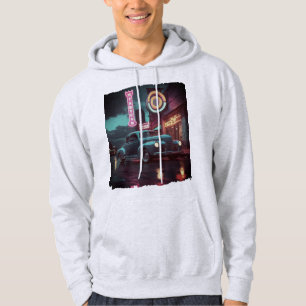 Retro Street Scene Art 1940s Classic Car Hoodie