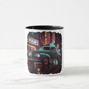 Retro Street Scene Art 1940s Classic Car Mug