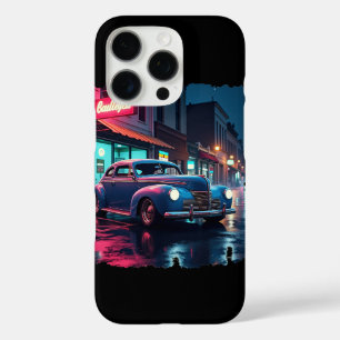 Retro Street Scene Art Vintage 1940s Classic Car iPhone 16 Pro Case