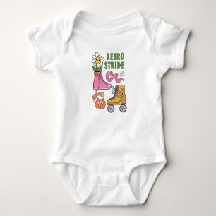 Retro stride  baby bodysuit