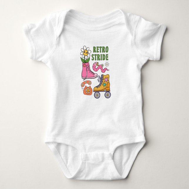 Retro stride  baby bodysuit (Front)