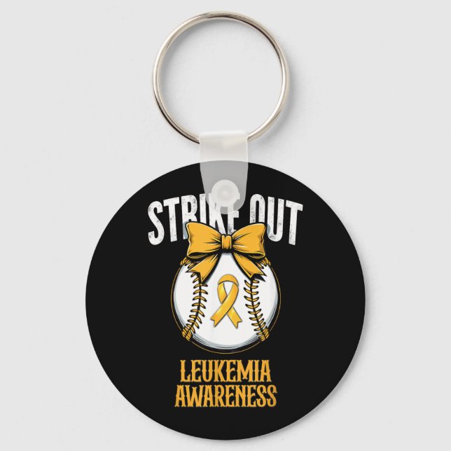 Retro Strike Out Leukaemia Awareness Key Ring (Front)