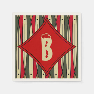 Retro String Art in Christmas Colours - Monogramme Napkin