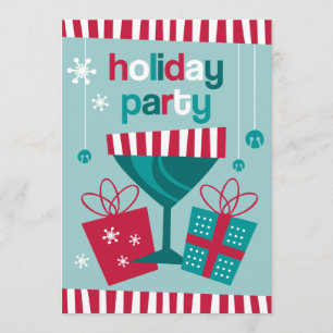 Retro Stripe Custom Holiday Invitation