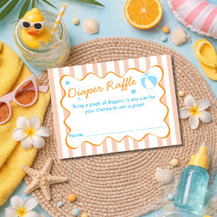 Retro Stripe Diaper Raffle Summer Baby Shower Game Enclosure Card