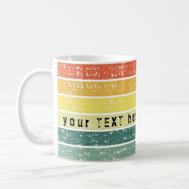 Retro Stripe Distressed Customised Beach  Coffee Mug (Left)