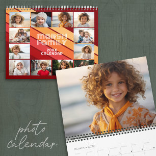 Retro Stripe Full Photo Each Month Calendar