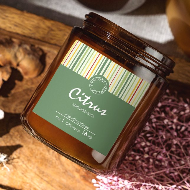 Retro Stripe Lines Abstract Business Candle Label (Creator Uploaded)