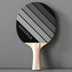 Retro Stripe Pattern Black Gray vintage vibe Ping Pong Paddle