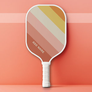 Retro Stripe Pattern Coral Pink vintage vibe Pickleball Paddle