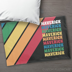 Retro Stripe Pattern - Rainbow Colours Stacked Nam Pillowcase