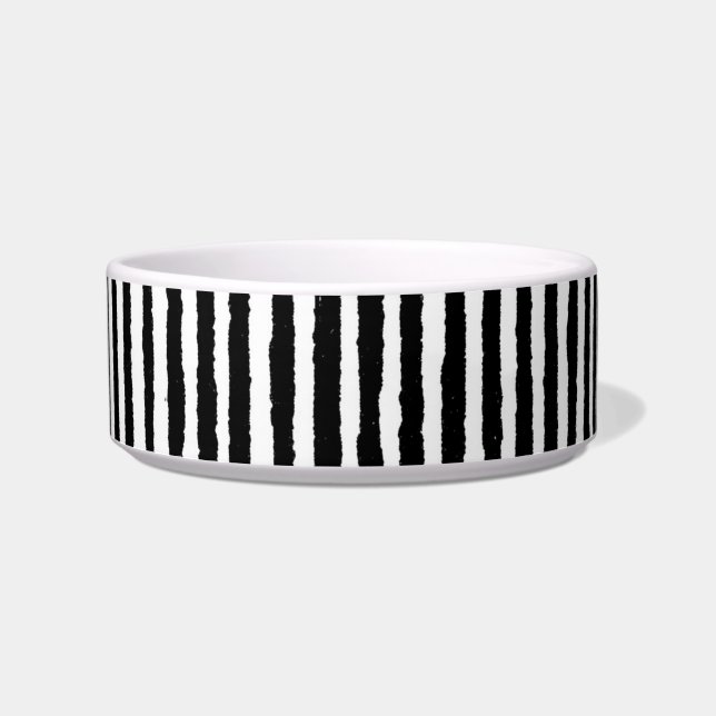 Retro Stripe Pattern Vertical Black and White BW Bowl (Front)