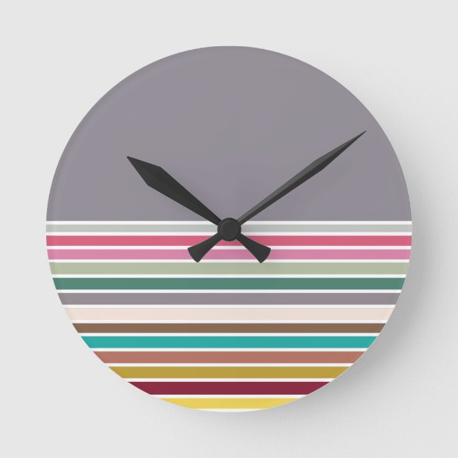 Retro Stripe Pattern Wall Clock (Front)