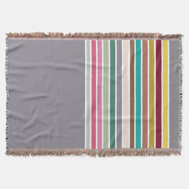 Retro Stripe Pattern Woven Throw Blanket (Front)