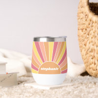 Retro stripe sunrise - pastel rainbow script name