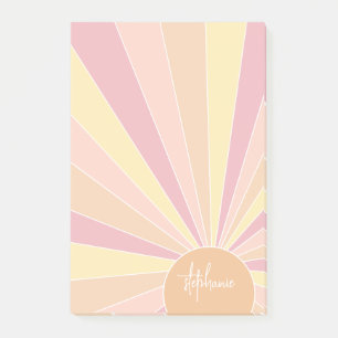 Retro stripe sunrise - pastel rainbow script name post-it notes