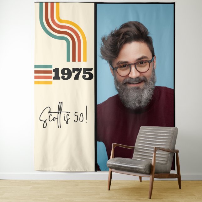 Retro Stripe Vintage 1975 Photo Tapestry (In Situ)