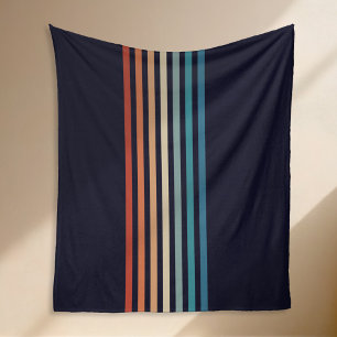 Retro Striped 70s Minimalist Patter Fleece Blanket
