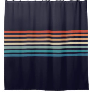 Retro Striped 70s Minimalist Pattern Shower Curtain