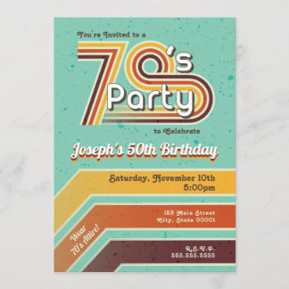 Retro Striped 70's Party Invitation