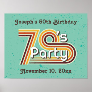 Retro Striped 70's Party Poster