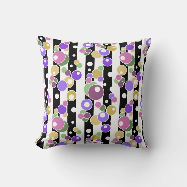 Retro, striped and polka dots cushion (Front)