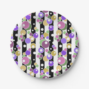 Retro, striped and polka dots paper plate