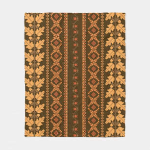 Retro Striped Autumn Cross-Stitch Fleece Blanket