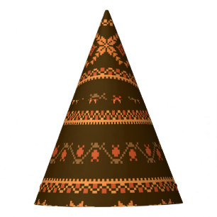 Retro Striped Autumn Cross-Stitch Party Hat