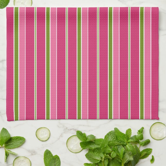 Retro Striped Christmas Kitchen Towel Gift (Folded)