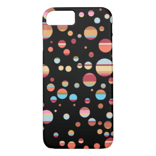 retro striped circles on black iPhone 8/7 case