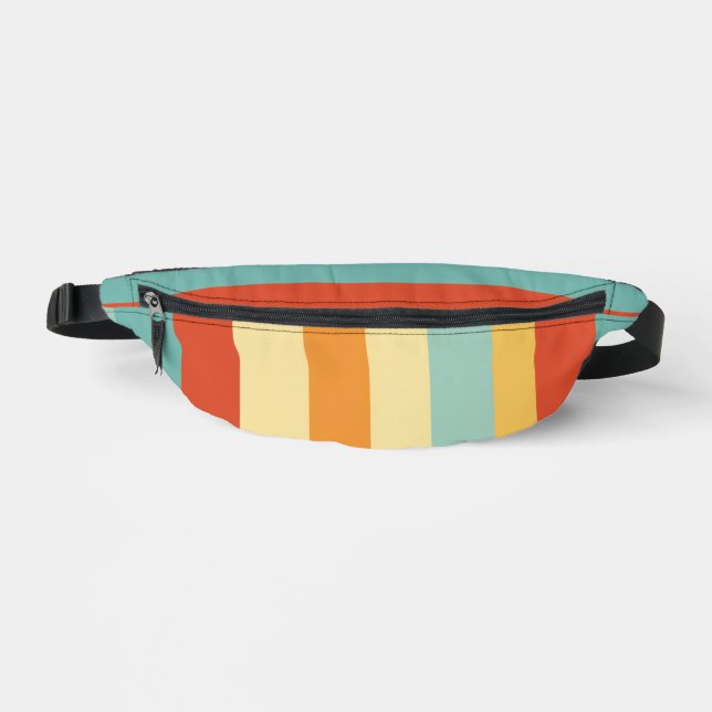 Retro striped colour pattern bum bags (Front)