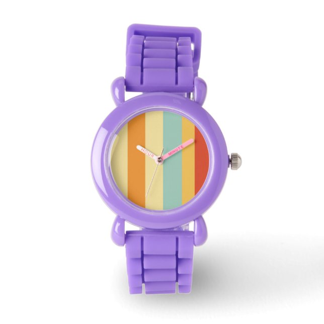 Retro striped colour pattern. watch (Front)