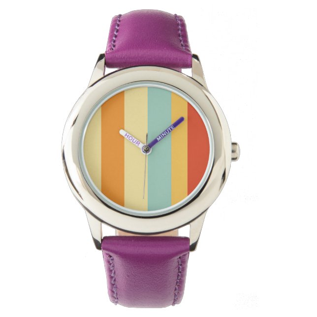 Retro striped colour pattern watch (Front)